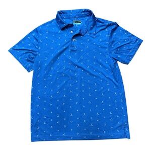 Men’s Short Sleeve PGA Tour Blue Printed Polo. Size Medium. Excellent condition!